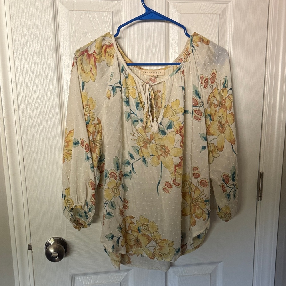 Lovestitch Floral Blouse - Cream and Yellow